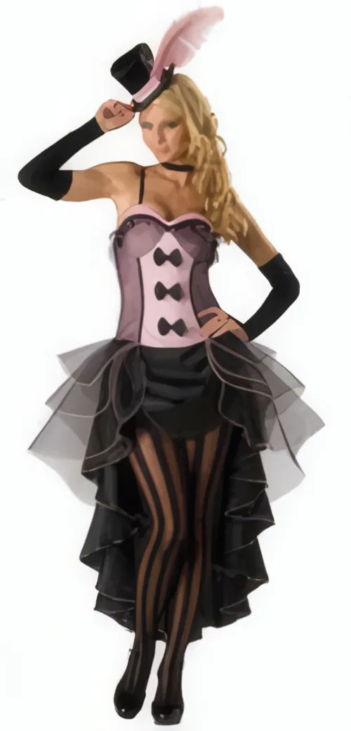 Disfraz de Can Can Rosa y Negro